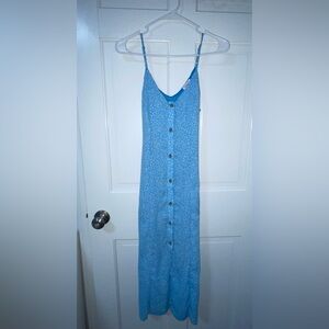 Dress long with lining, buttons and belt in the back to adjust. / once worn.